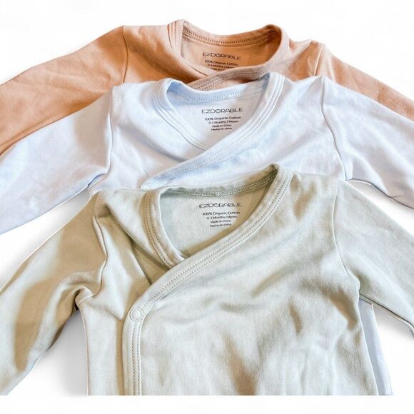 EZDORABLE GOTS-certified 100% Organic Cotton Long Sleeve Unisex Onesies 0-3M - Picture 3 of 10